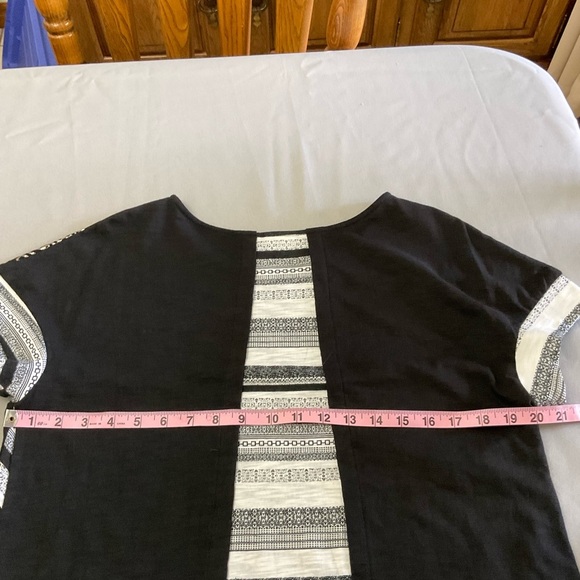 Chico’s Zenergy Back Striped Short Sleeve Tee Foiling on Front - Size … - Picture 9 of 11